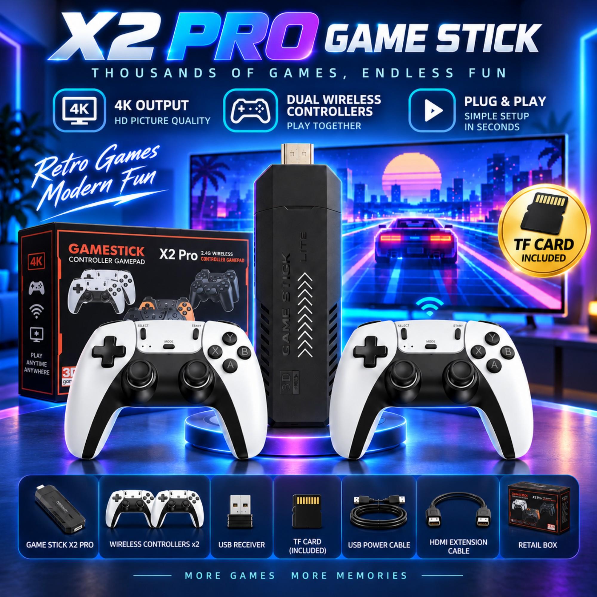 Gaming Console X2 - X2 PRO Game Stick 4K HD