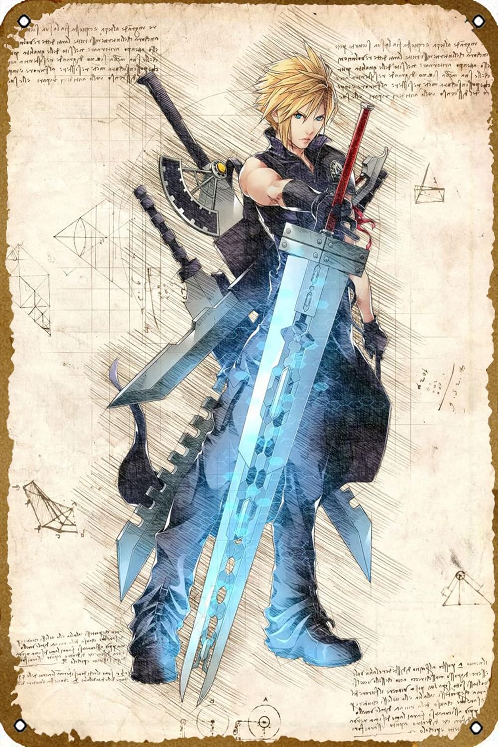 Gaming Console Cloud - Cloud Strife FFVII Game Poster Metal