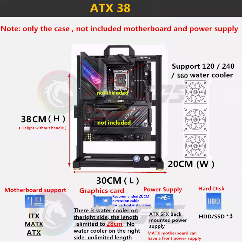 MOD ATX Open PC Case Frame For - Gaming Console Tower ulasan dan harga