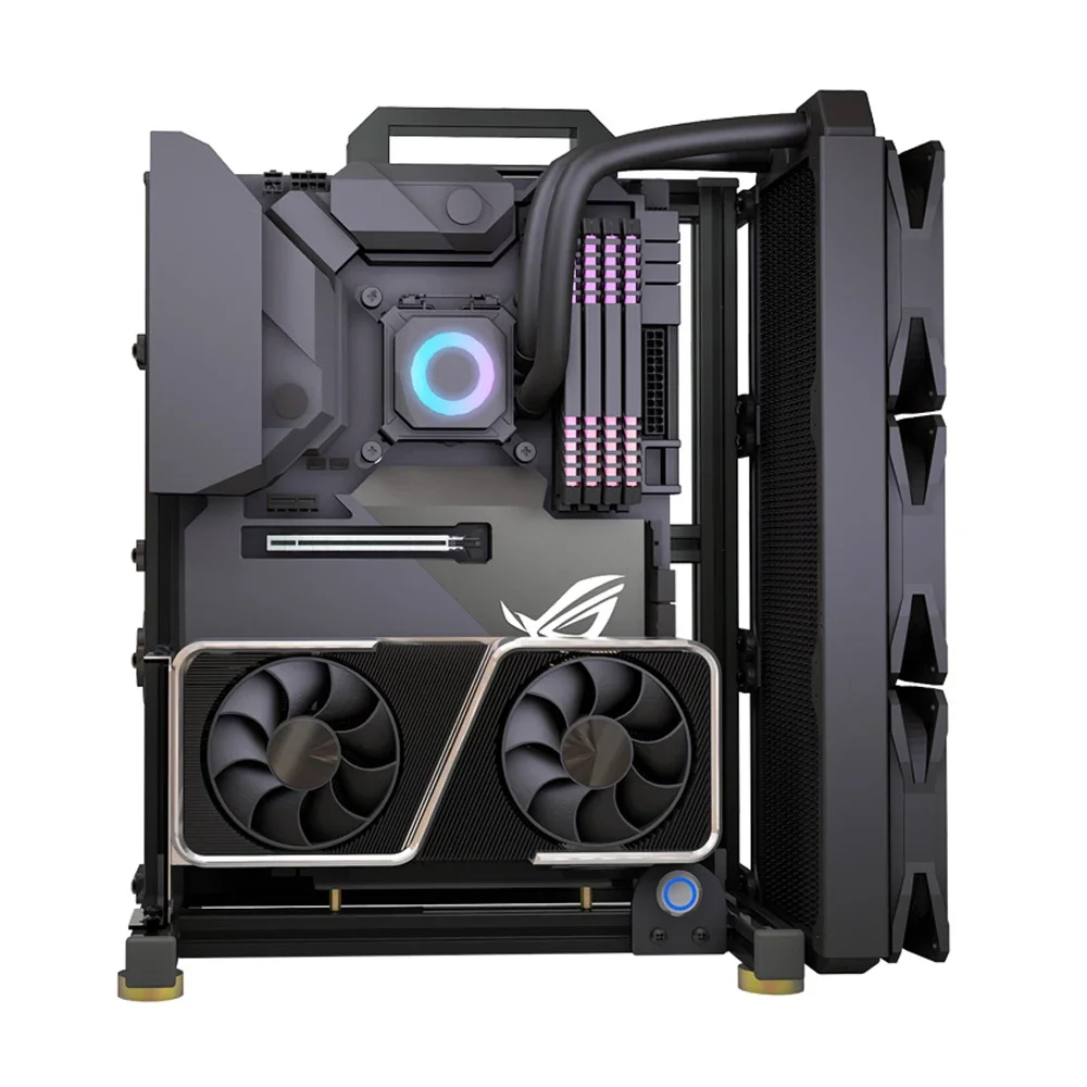 Modding EATX Open PC Case Fram - Gaming Console Tower ulasan dan harga