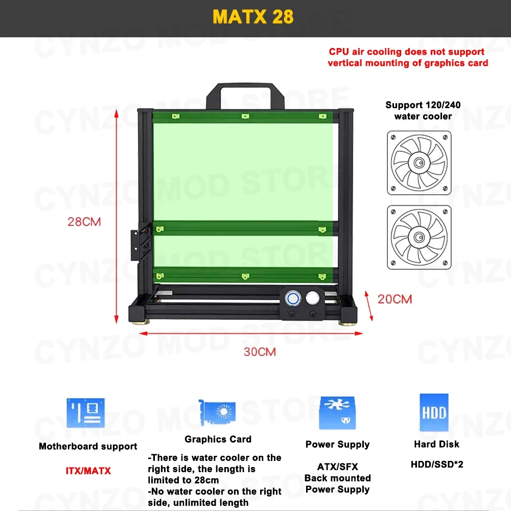Modding EATX Open PC Case Fram - Gaming Console Tower ulasan dan harga